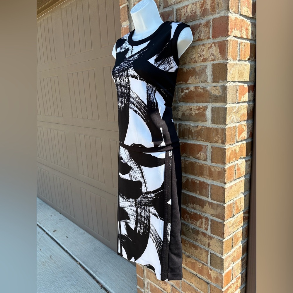 WORTHINGTON 2-piece Black and White Abstract TOP AND SKIRT SIZE MEDIUM - Picture 4 of 12